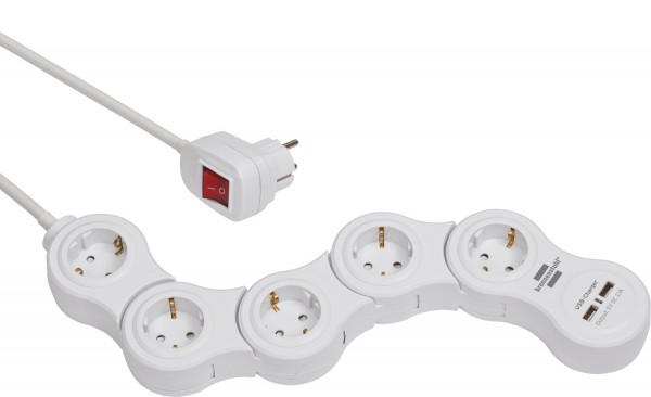 Steckdosenleiste 5fach VARIO mit USB weiß 1.4m Schalter 1155350210