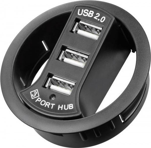 USB HUB Tischeinbau Goobay 3-Port USB2.0 60mm